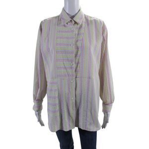 Kimberly Taylor Women's Collared Long Sleeves Button Down Striped Shirt Size S